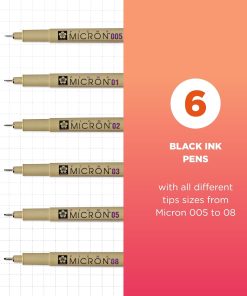 Alternative view of SAKURA Pigma Micron Fineliner Pens - Archival Black Ink Pens - Pens for Writing. Drawing. or Journaling - Assorted Point Sizes - 6 Pack
