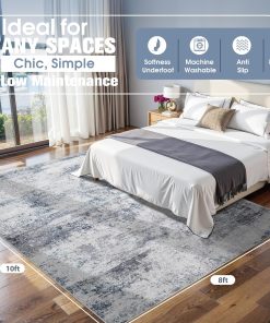 Alternative view of 8x10 Area Rugs for Living Room Washable Bedroom Dining Room Blue Grey | Modern Abstract. Non-Slip Backing. Soft. Low-Pile. Foldable. Water Repellent. Pet Proof. Non-Shedding. Indoor