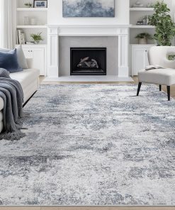 8x10 Area Rugs for Living Room Washable Bedroom Dining Room Blue Grey | Modern Abstract. Non-Slip Backing. Soft. Low-Pile. Foldable. Water Repellent. Pet Proof. Non-Shedding. Indoor